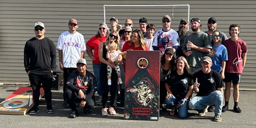 Corn Hole Fundraiser competition participant group photo.