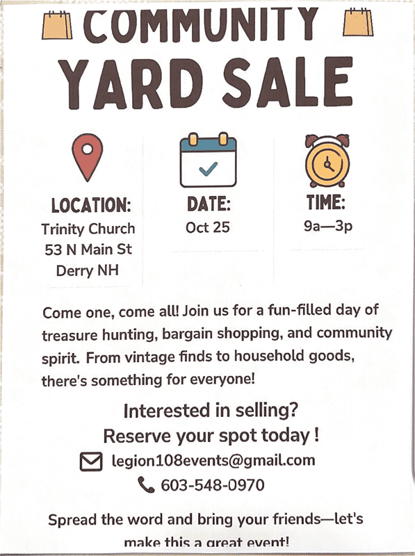 Community Yard Sale announcement graphic